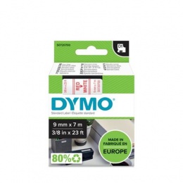 Feliratozógép szalag, 9 mm x 7 m, DYMO "D1", fehér-piros