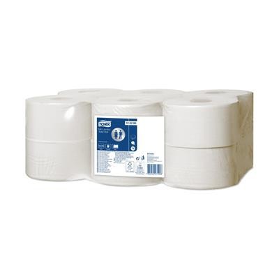 Toalettpapír, T2 rendszer, 2 rétegű, 19 cm átmérő, Advanced, TORK "Mini Jumbo", fehér 170m 120280