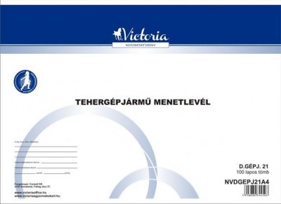 Nyomtatvány, menetlevél, tehergépjármű, 100 lap, A4, fekvő, VICTORIA PAPER, "D.GÉPJ.21."
